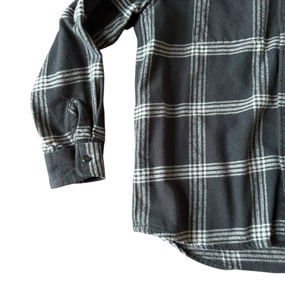 American Eagle Men's Black & White Checkered Long Sleeve Flannel Shirt - Size‎ M - Picture 4 of 9